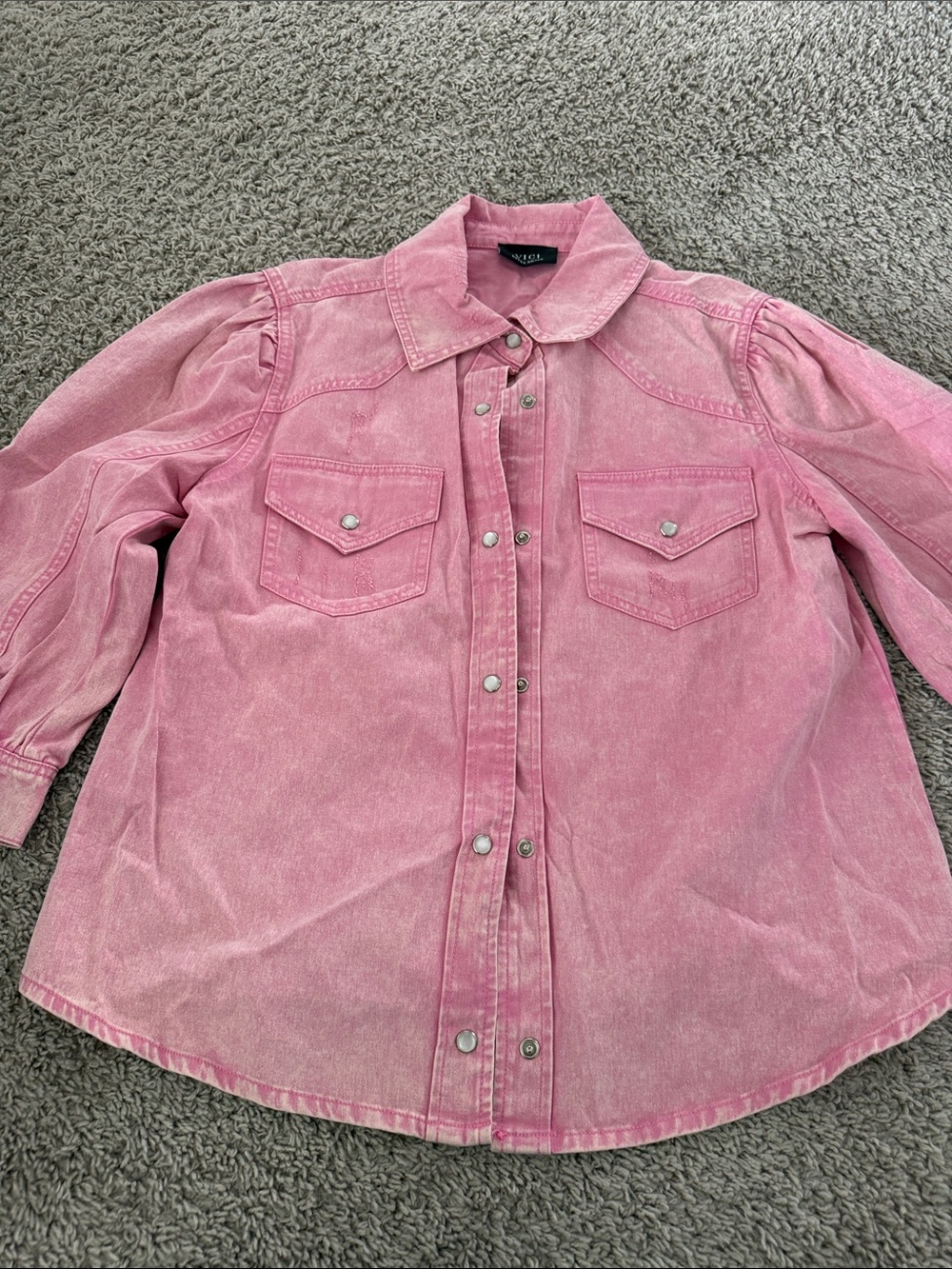 Vici Pink Washed Button-Down Shirt Jacket